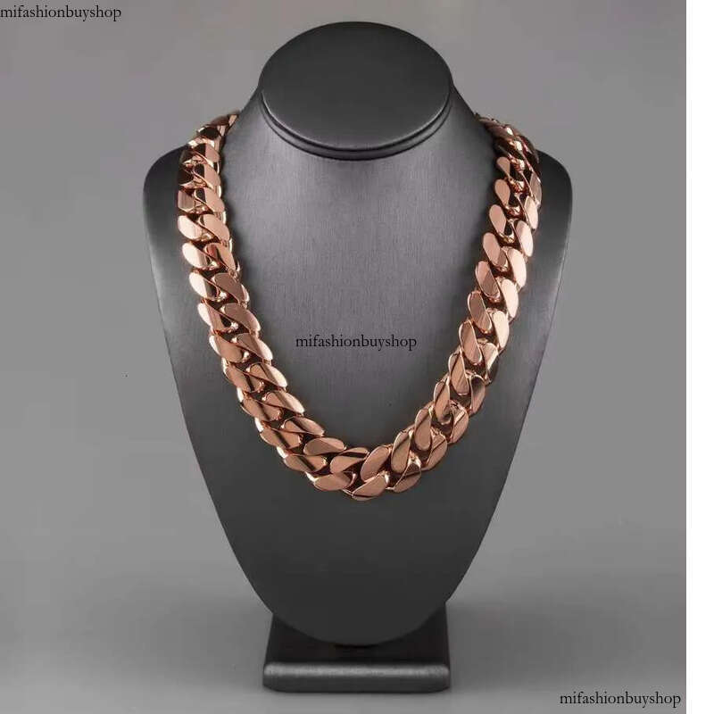 Solid Sier Miami Necklace 8mm-25mm Wide Plated Rose Gold Cuban Link Chain
