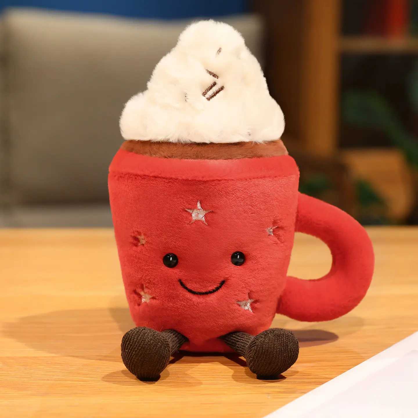 20cm Cute Ice Plush Toy Red Milk Tea Cup Stuffed Doll cartoon Ice CREAM Cup Plushie Girl Room Decoration Ornament Gifts J251020