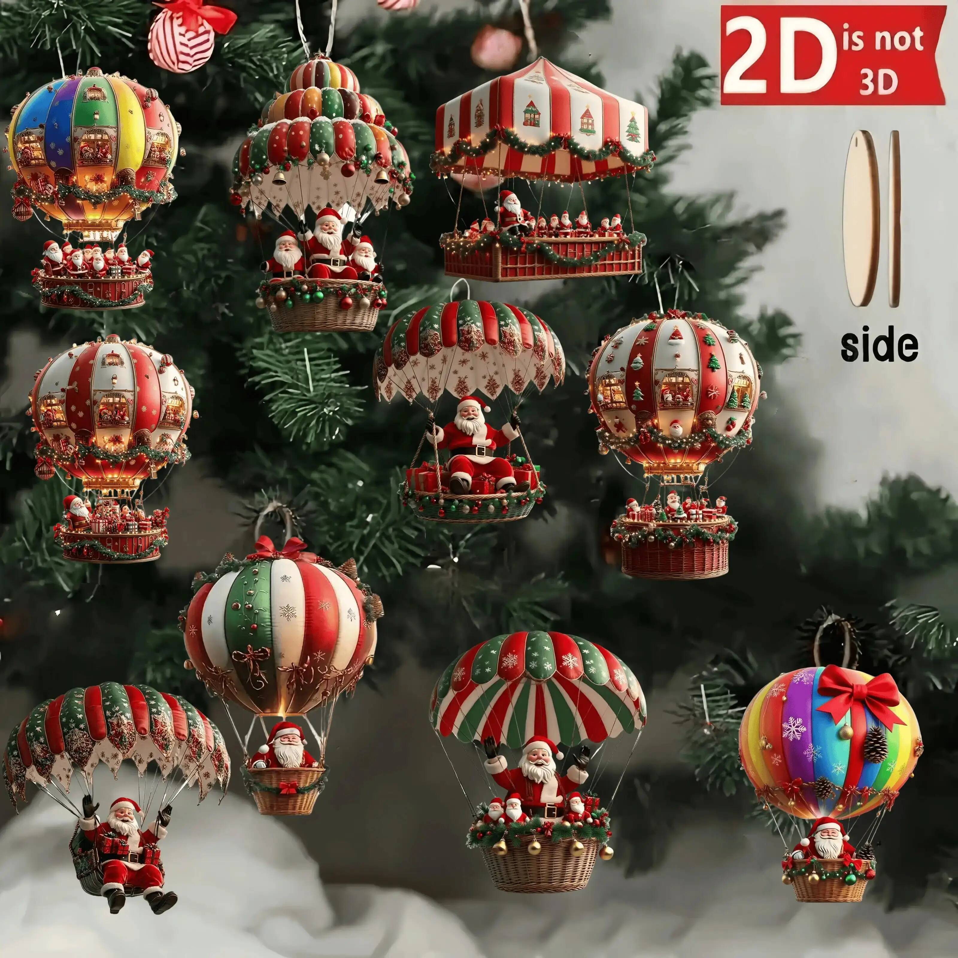 A Set of 10Pcs Santa Claus Parachute Series Handmade Wooden Hanging Ornaments - Perfect Holiday Gift Decoration for Home and Garden ddmynov