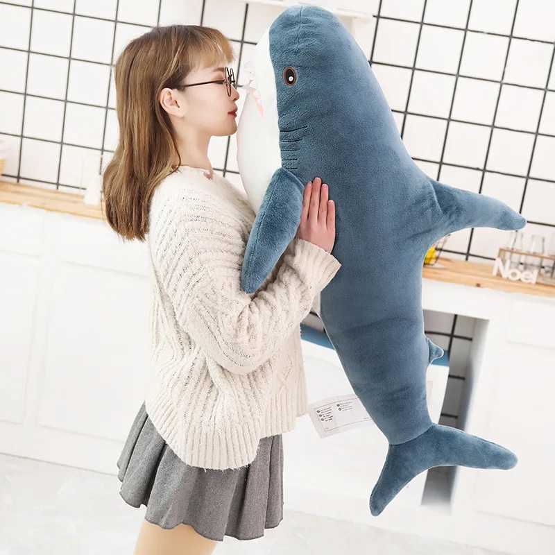 30456080100cm Funny Joy Cute Shark Plush Toy Soft Stuffed Animal Reading Pillow for Birthday Gifts Cushion Doll Gift J251020