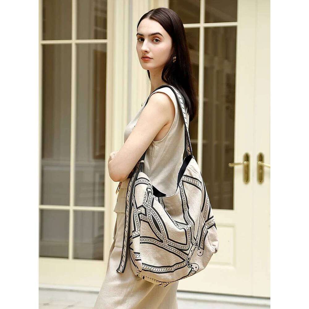 Genuine Leather Canvas Tote New Pony Totem Lazy Style Shoulder Bag Original Linen Printed Casual Handbag Suotong251020 Suotong1020