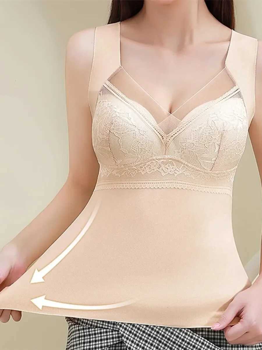 Women Winter Velvet Padded Vest Thermal Underwear Camisole Warm Sling Vest Tops 2in1 Builtin Bra Undershirt IntimateT251020