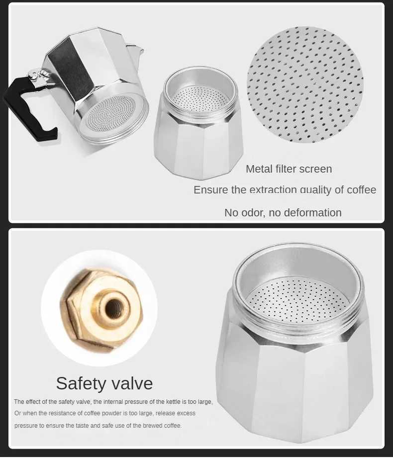 Mocha Coffee Pots Italian Aluminum Octagonal Pot Coffee Cup Maker Tea Maker Portable Coffee Maker Y251020