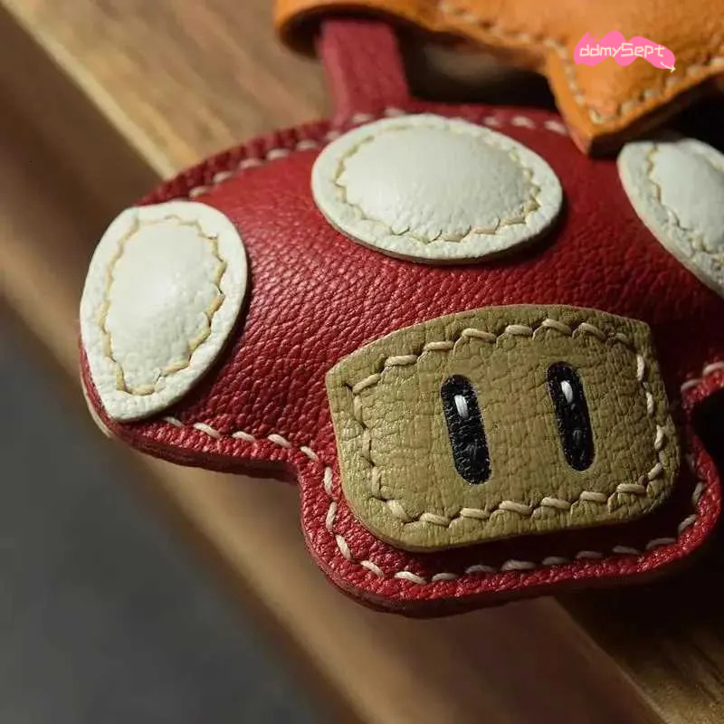 Sheepskin Leather Mushroom Keychain Charm - Handmade Cute Bag Decoration and Exquisite Accessories ddmysept