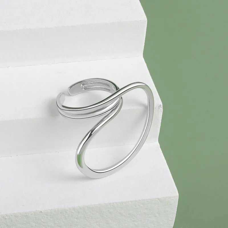 LIVVY Silver Color Geometric Multilayer Zircon Open Ring Female Fashion Retro Unique Design High Quality Jewelry Gift J251020