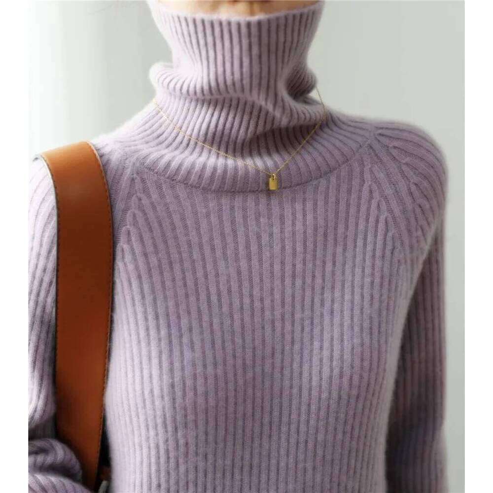 Women's High-Neck Loose Warm Base Layer Pure Autumn Winter 100% Cashmere High-End Bottoming Sweater 251020 251020