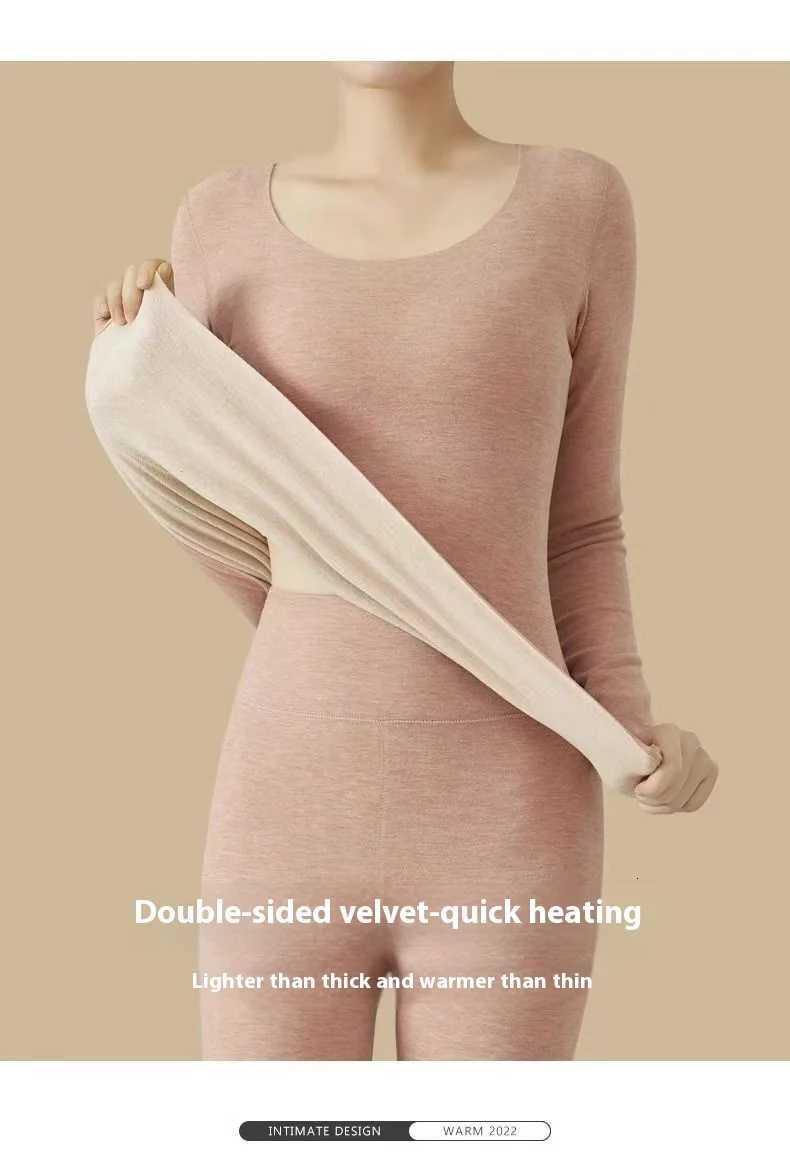 German velvet thermal underwear for women with thickened velvet and seamless heating autumn clothes and pants wool and silkT251020