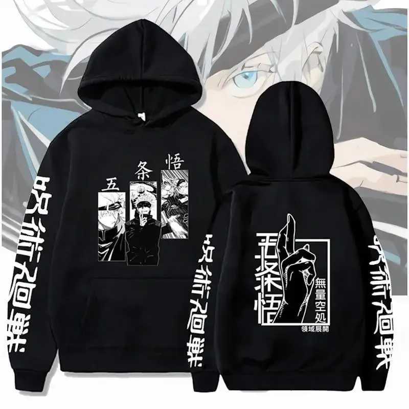 Jujutsu Kaisen Anime Hoodie Gojo Satoru Print Hooded Pullover Harajuk Mens Streetwear Fashion Casual Fleece Winter Sweatshirt W251020