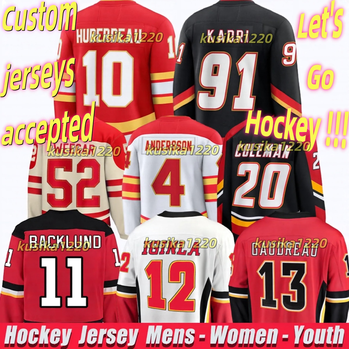 10 Jonathan Huberdeau calgary hockey jersey flamesS jersey Nazem Kadri Rasmus Andersson Mikael Backlund Jarome Iginla MacKenzie Weegar Johnny Gaudreau jerseys