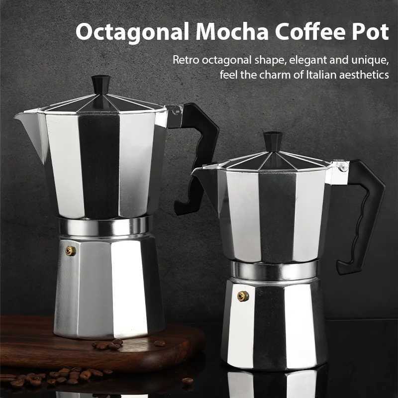 Octagonal Moka Coffee Kettle Latte Percolator resso Pot He Off Travel Outdoor Camping Tableware Aluminum Coffee Tea Pot Y251020