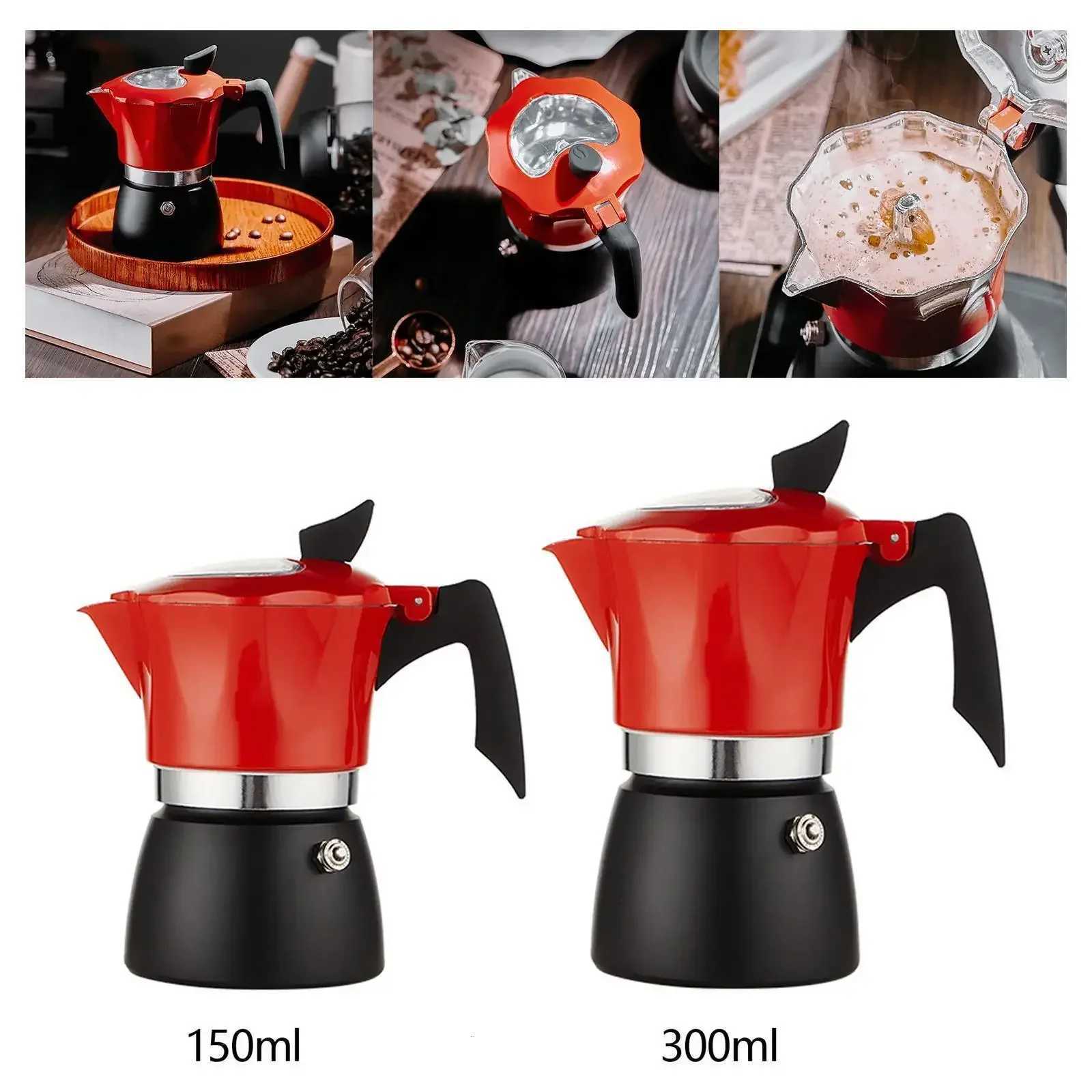 Red Premium Aluminum Stovetop resso Maker Italian Design Coffee Percolator Moka Pot Manual Cuban Camping Coffee Pot He Use Y251020
