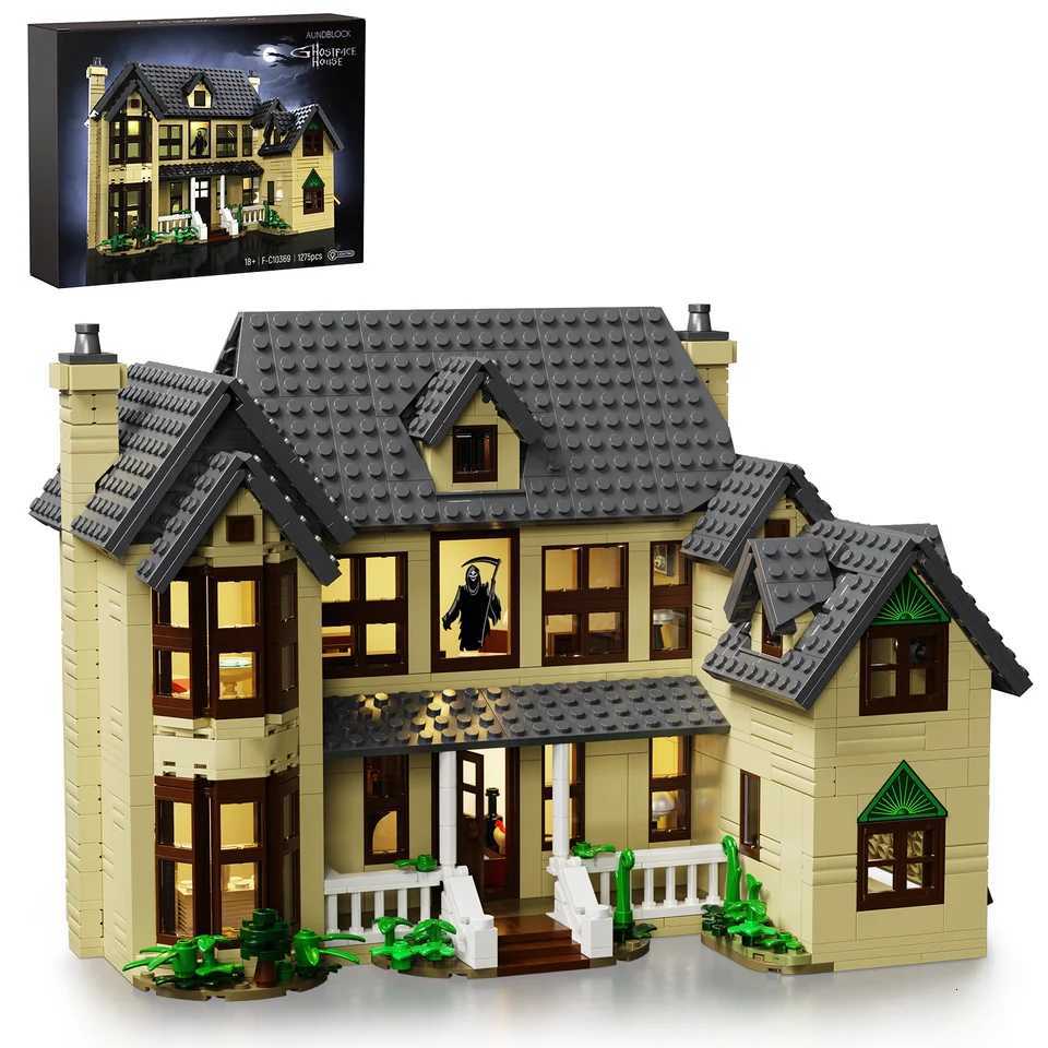 S Ghostface House Building Blocks Set with LED LightHalloween Decoration Gift for Adults Horror Film Fans1275PcsXJ251020