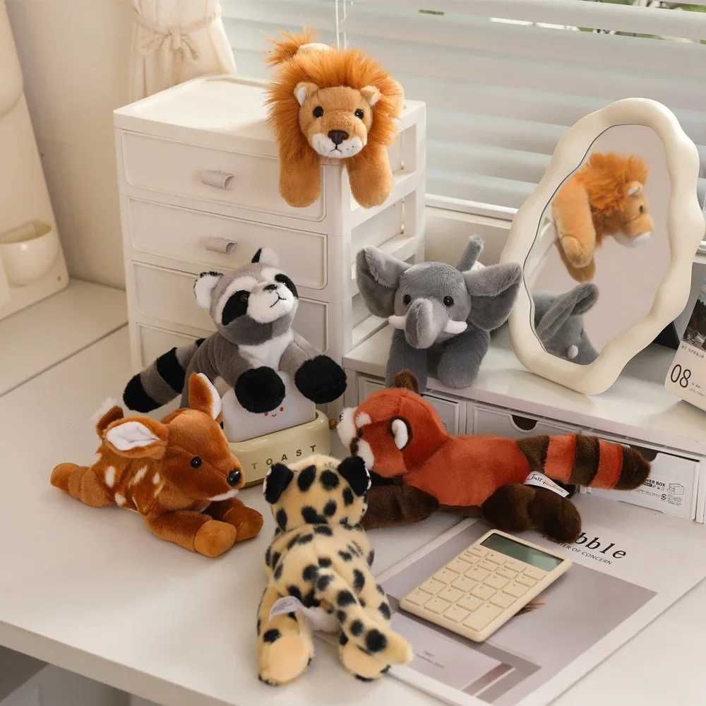 Multiple Kinds Forest Animal Plush Toys Fluffy Lion Panda Wolf Zebra Giraffe Elephant Doll Funny Lying Prone Pose Cartoon Pets J251020