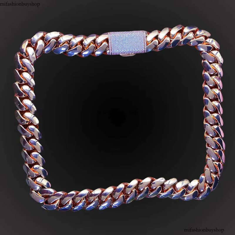 Rose Gold Plated Miami Cuban Link Chain Solid Brass Hip Hop Necklace for Men Women Bold Streetwear Jewelry Cadenas De Oro Rosa aaa