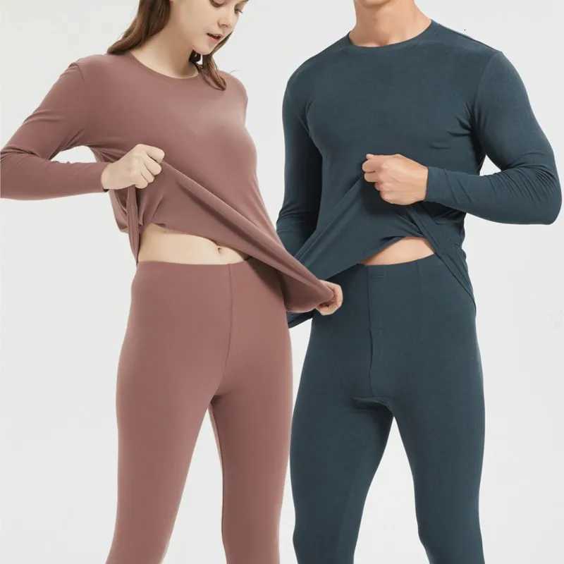 Home Men and Women Thermal Underwear Set Moisturewicking Breathable Fleece Sexy Casual Thickened Long Sleeve for LoungewearT251020