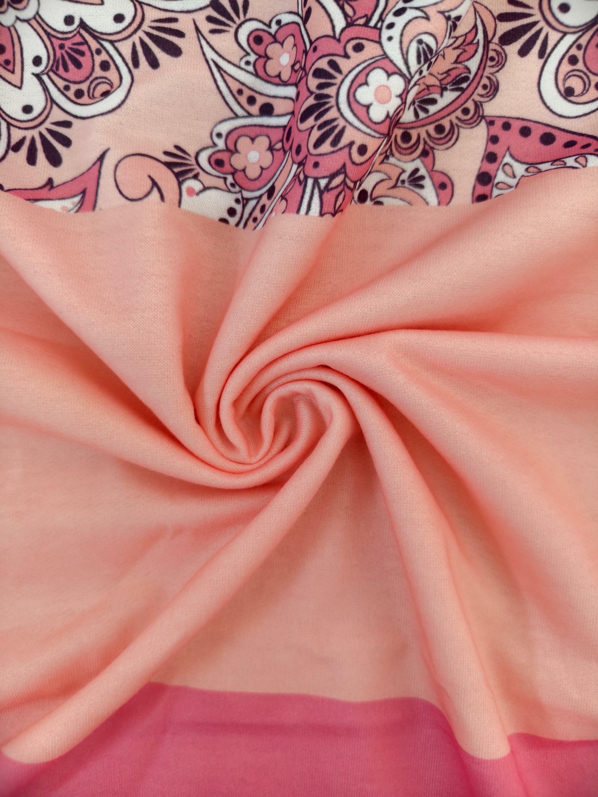 Women's Autumn & Winter Fashion Ethnic Floral Printed Patchwork Dress, Sweet Color - Block Crew Neck Long - Sleeve Sweatshirt Dress-CF55314