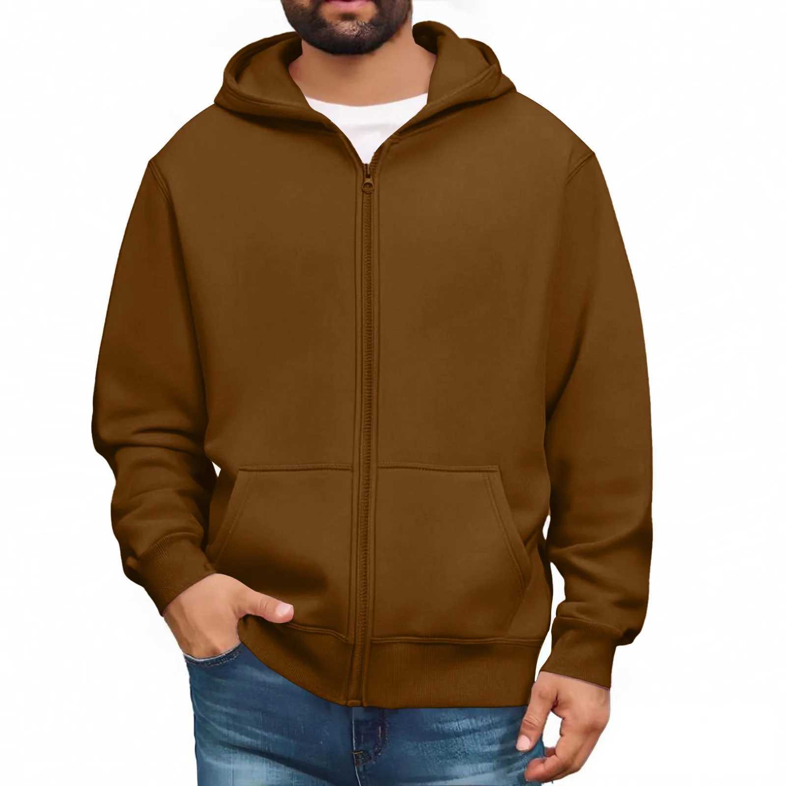 MenS Hooded Sweatshirt Solid Color Simple Jacket Hood Design Top Kangaroo Pockets Daily Wear All Seasons Basic Jacket Daily W251020