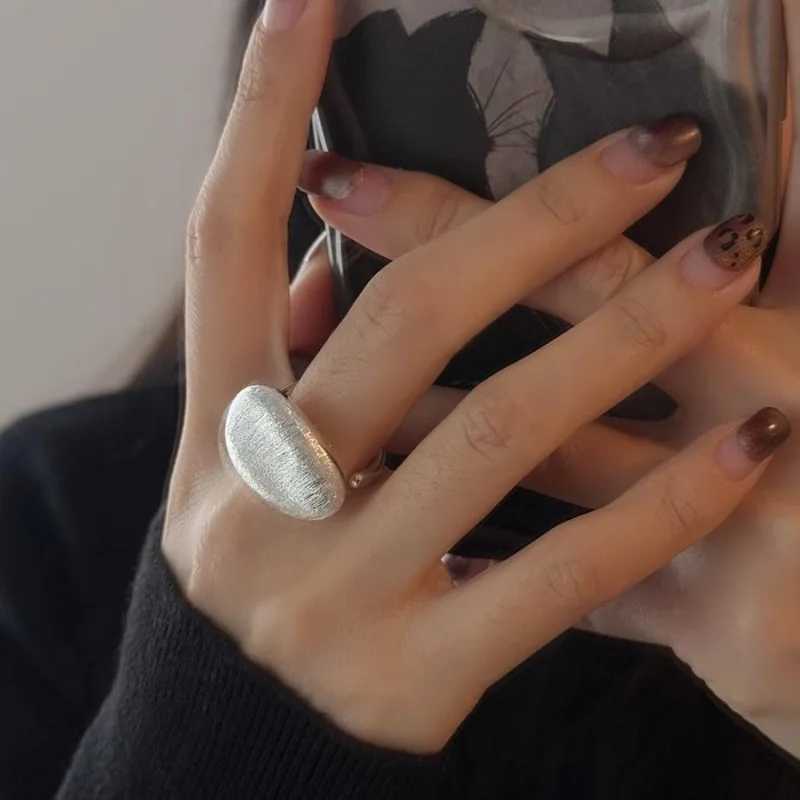 925 Sterling Silver Open Finger Ring Matte Oval Asymmetric Geometric Stackable Punk For Women Jewelry Gift Dropship J251020