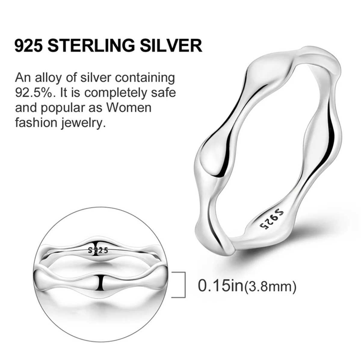 Orstarry S925 Sterling Silver Regular Liquid Droplet Closed Ring For Women Finger Ring Personality Jewelry Party Trendy Gifts J251020