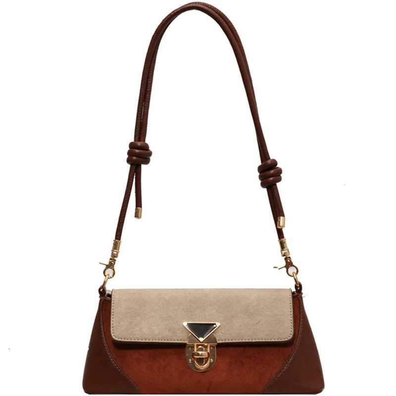 Small niche design patchwork handbag for women 2025 new popular versatile crossbody bags shoulder armpit bag French stick bagT251020