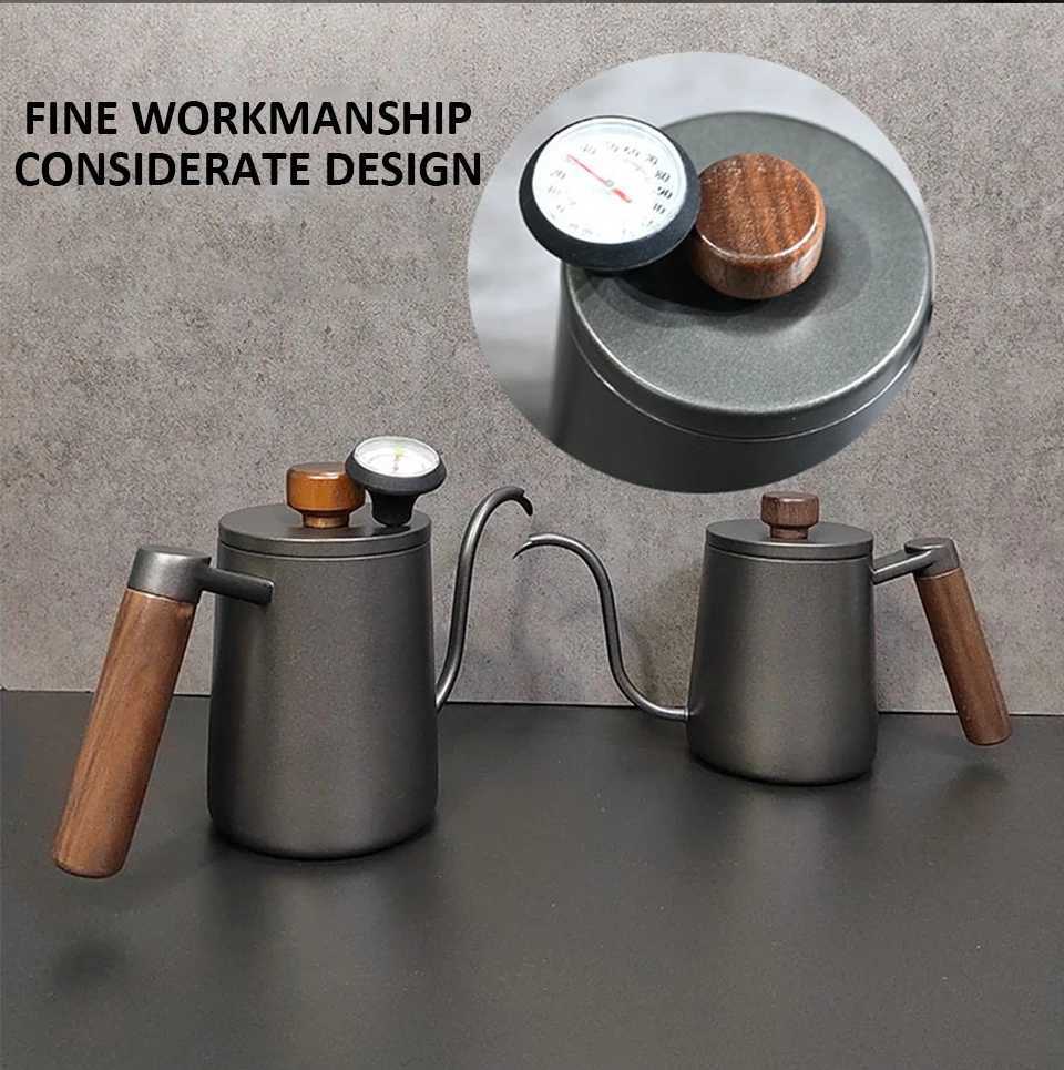 304 Stainless Steel Kitchen Coffee Pot Barista Long Neck Spout Milk Frothing Kettle Coffee Accessories 550 600ml Y251020