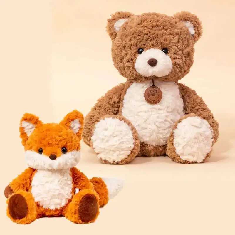 Cute Running Fox Bear Plush Toy Stuffed Soft Animals Raccoon Soft Doll Throw Pillow Birthday Xmas Gift for Girl J251020