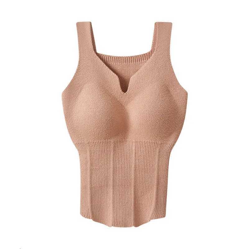 New Womens Highquality Knitted Warm Vest for Autumn Winter Comfortable Breathable with Builtin Chest Cushion Vest UnderwearT251020