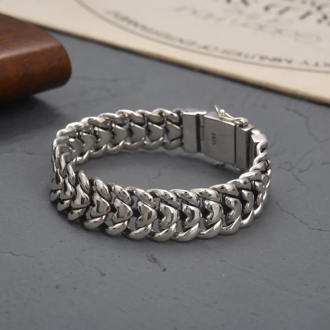 Factory price powerful Cuba S925 sterling silver bracelet mens fashion punk personality European and American hip hop Men Gift251018