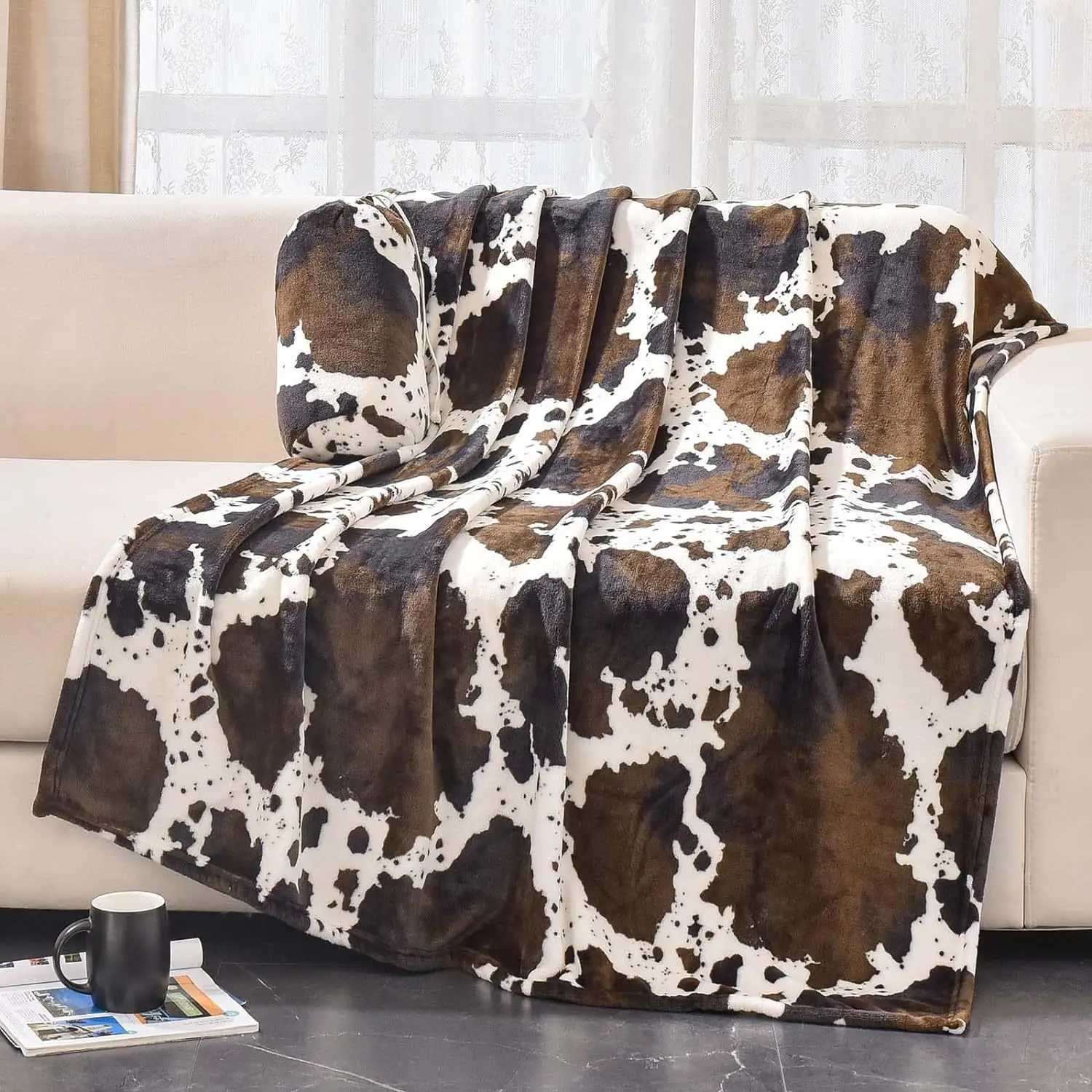 Cow printed blanket adult and childrens gift blanketcomfortable and soft flannel blanketMothers Day Christmas birthday gift C251020