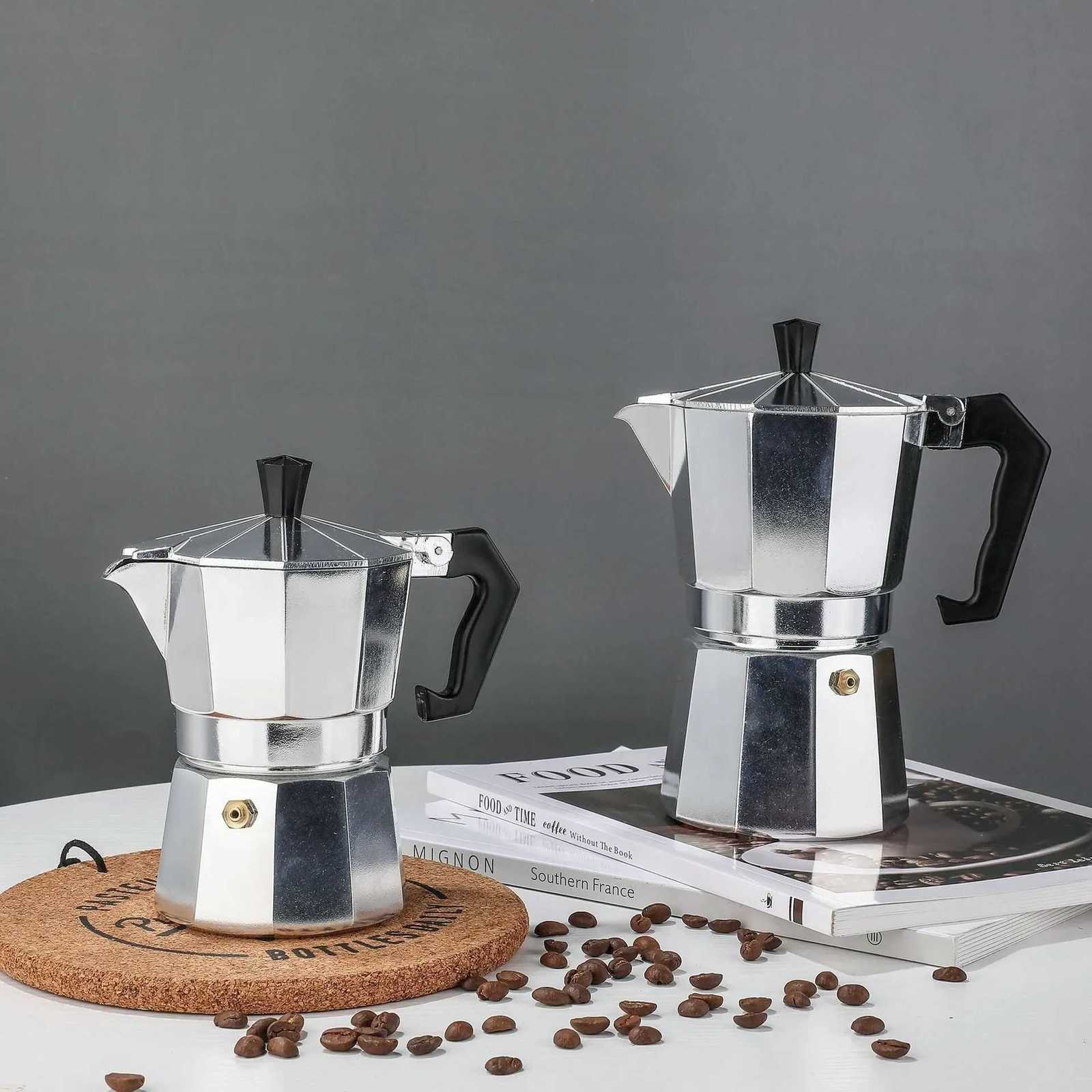 50100150300ml Coffee Pot Italian Aluminum Moka Pot Octagonal resso Moka Coffee Pot Kitchen Barista Accessories Y251020