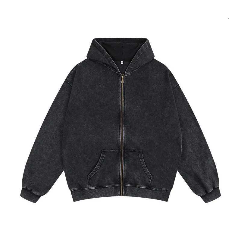 Washed and aged sweatshirt loose hoodie for young couples roundneck jacket zipup sweatshirt mens suit set W251020
