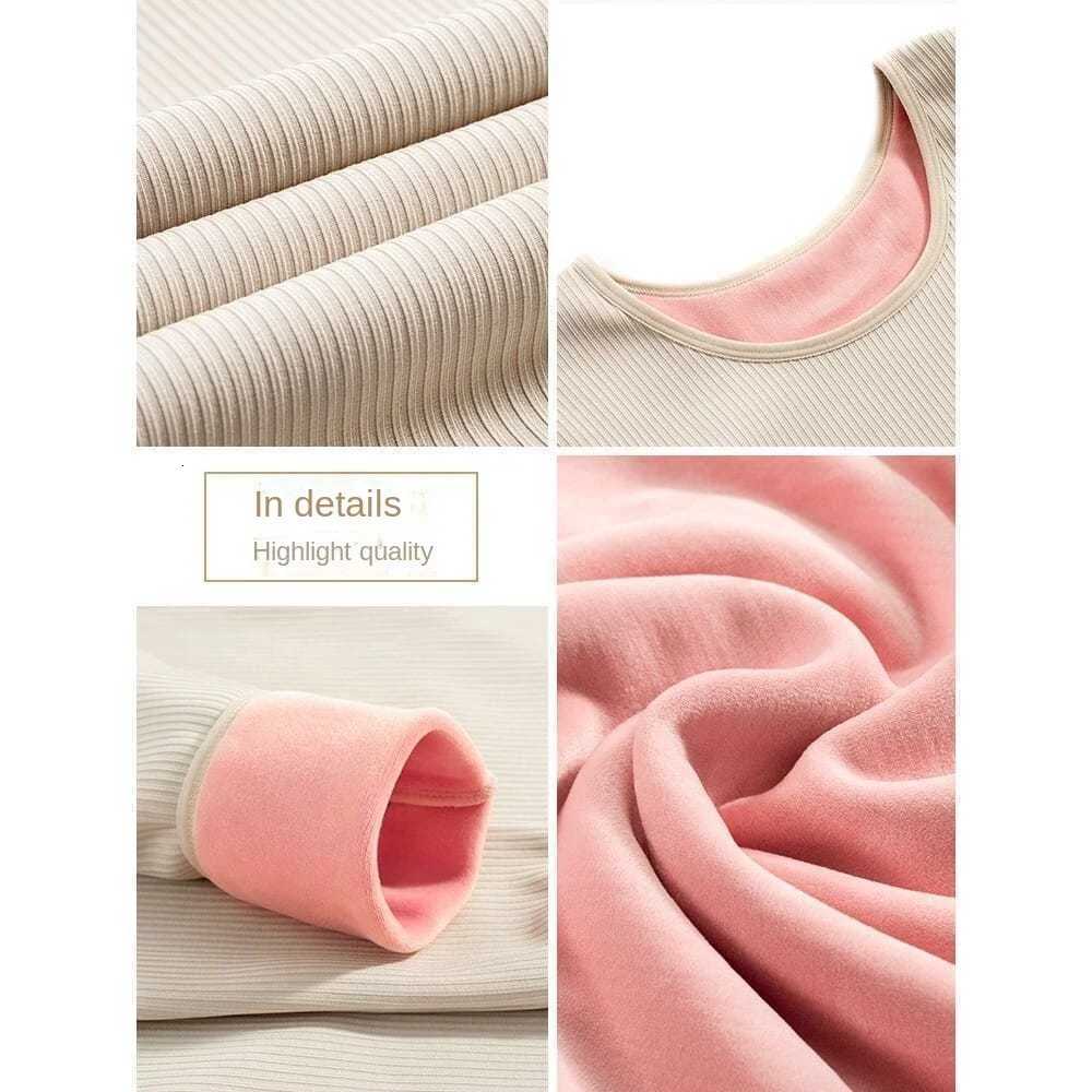 Thermal Underwear Womens Thickened Student Tight Bottom Shirt Women Round Neck Long Tight Thermal Underwear Set WinterT251020