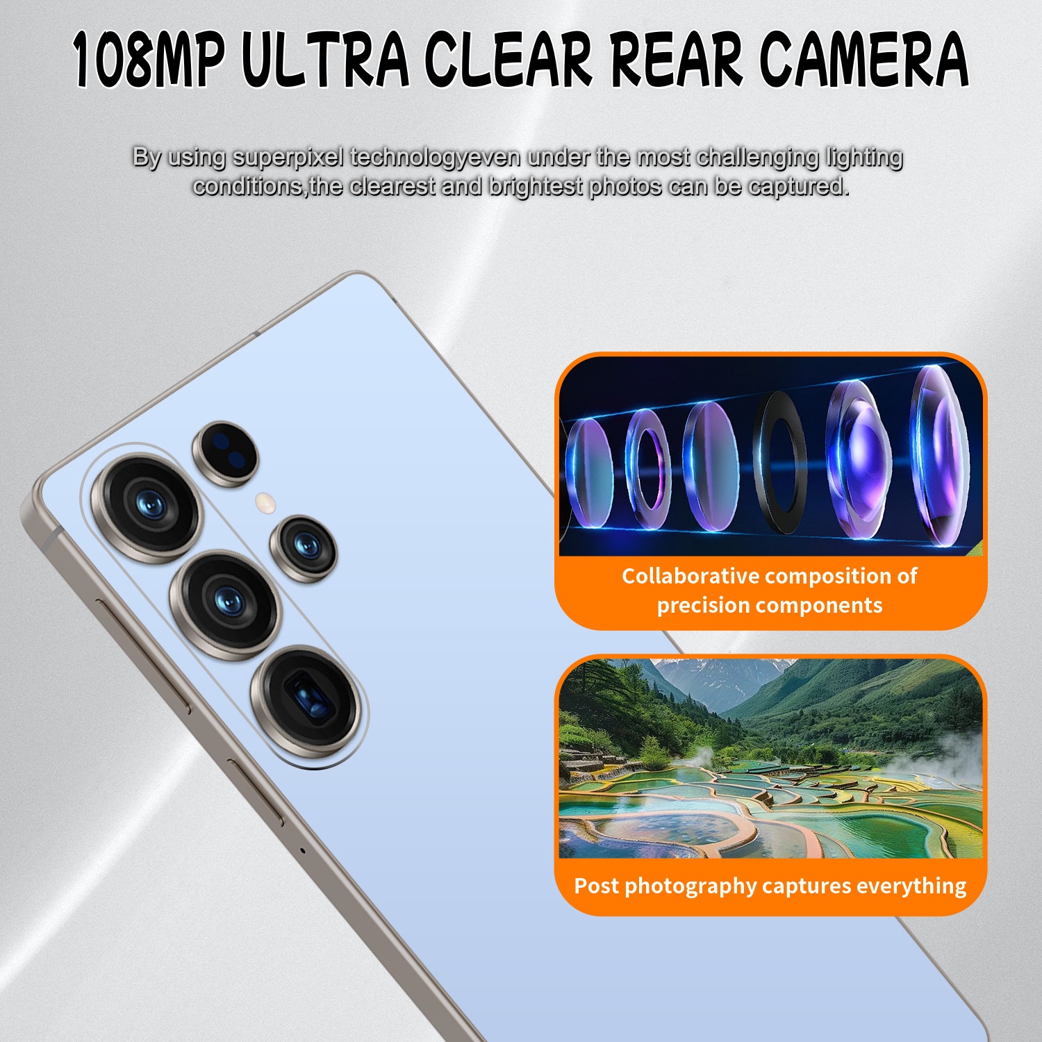 Global version S26Ultra Snapdragon 8 Elite 12-core 6.9-inch perforated screen resolution 1440*3200 5G smartphone 72MP+108MP battery 8000mah Android 15