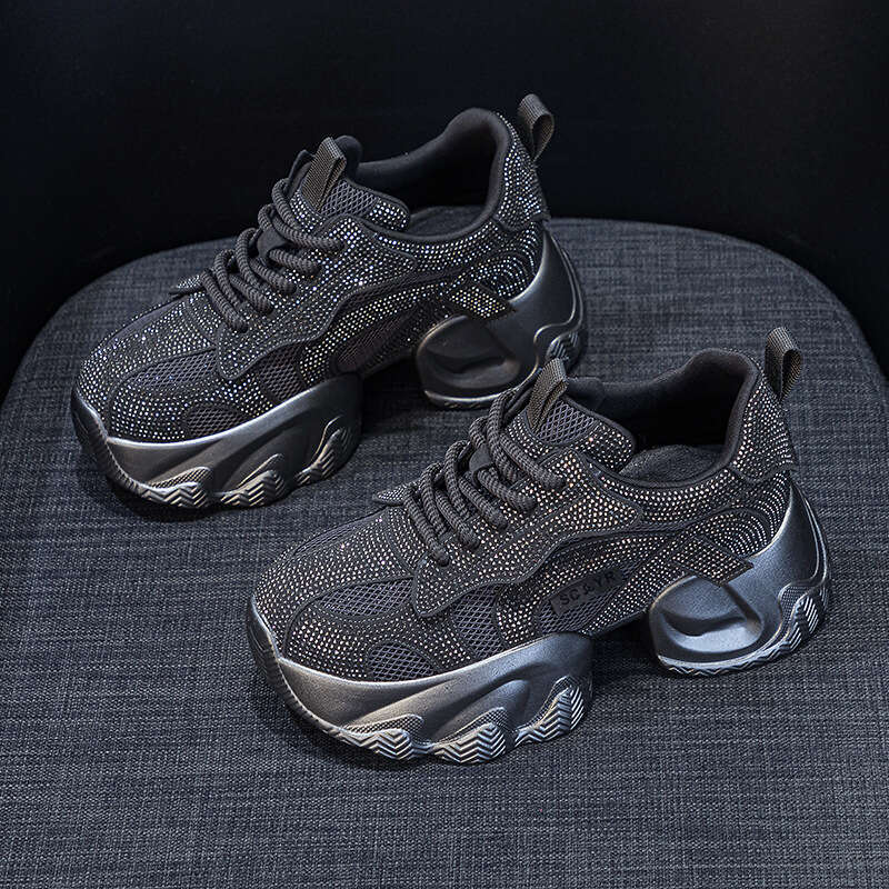 2025 New Designer Shoe Women's Gypsophila Rhinestone Shoes with Thick Sole Hidden Heel & Sparkling Detail Casual Fashion Versatile Elegant Style