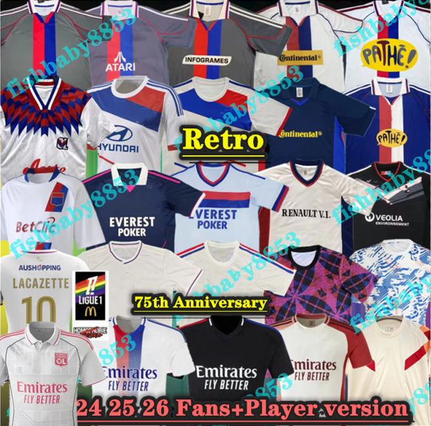 24 25 26 Maillot Lyon Soccer Jerseys Retro 00 01 02 08 09 10 11 Olympique Lyonnais 2025 2026 OL Digital TRAORE MEMPHIS AOUAR Mens Football Shirt Kids Kit Equipment BRUNO G