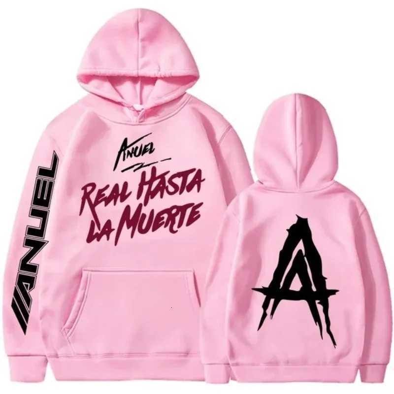 Autumn Fleece Mens Hoodies Anuel AA Real Hasta La Muerte Print Sweatshirts Streetwear Rapper Loose Pullover Casual Hooded Tops W251020