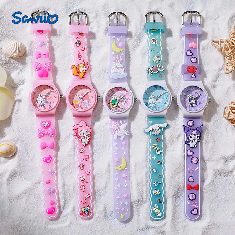 Sanrio 3D Sanrio Hello KittyMy Melody Cinnamon Roll Wrist Anime Kids Watch 3D Student silica gel strap Quartz Watch L251020