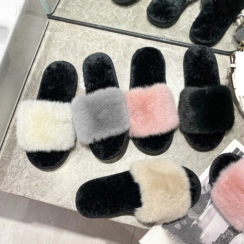 Fluffy Slippers Women Home Autumn Winter Casual Designer Shoes Girls Indoor Plush Slides 2025 Fashion Elegant Flat Footwear Soft M251020