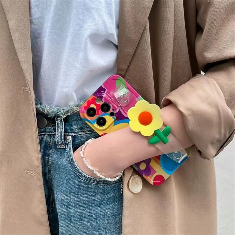 Yellow Flower Wrist Strap Compatible with iPhone 17 Phone Case Crossbody Lanyard 16 New Model 15 Women 14 Plus Trendy