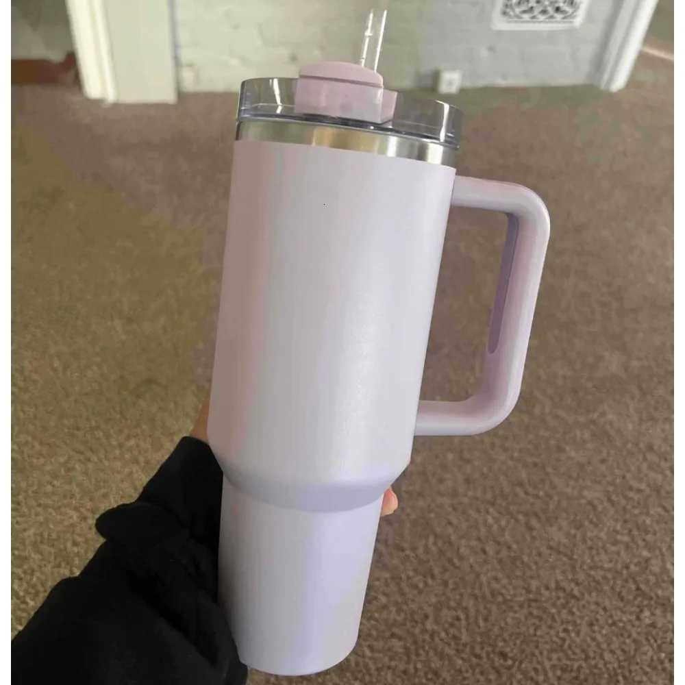 40oz d Coffee Cup Thermal Vacuum Insated with Handle and Straw Lid Stainless Steel Portable g for Sports Tour Y251020