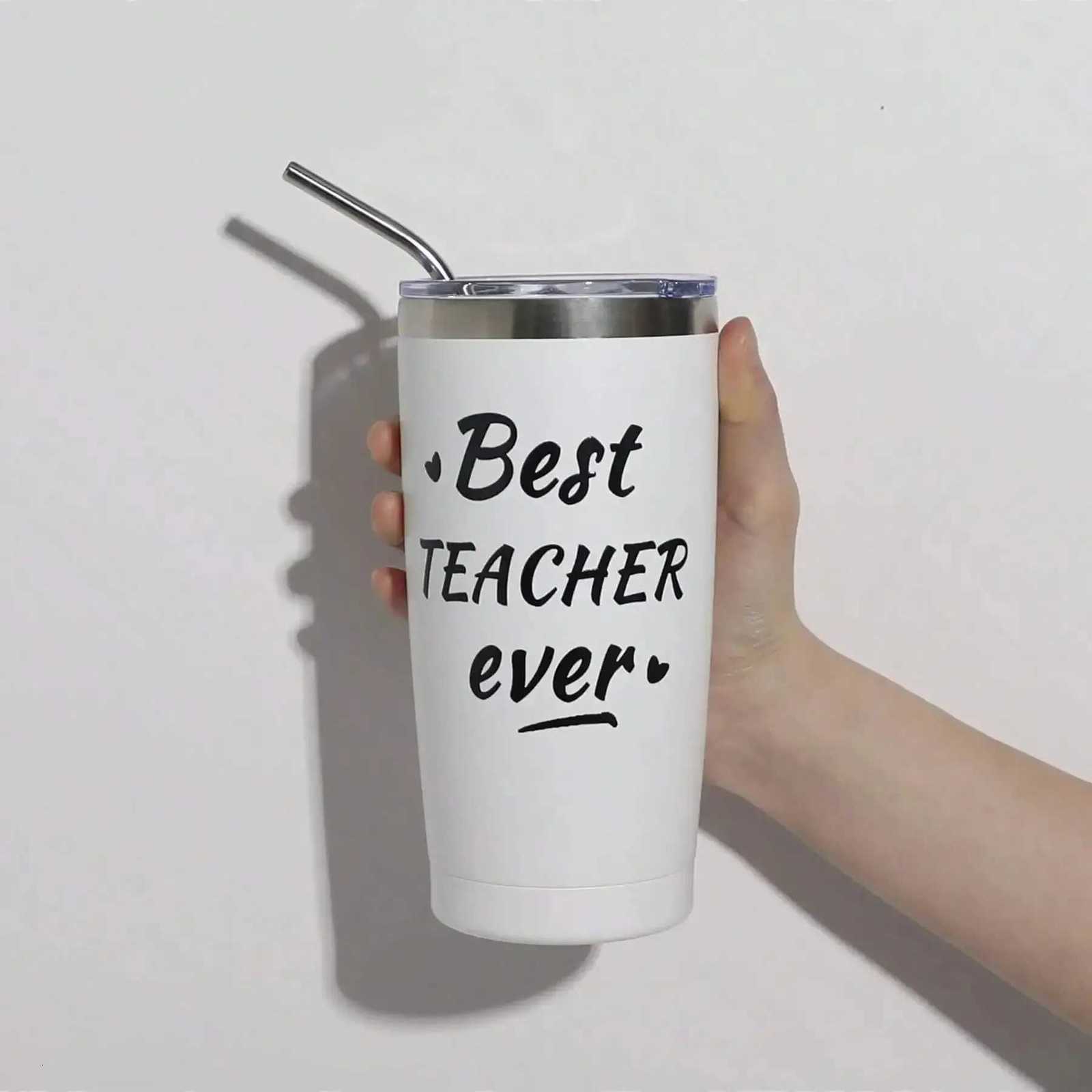 1pc 20oz Stainless Steel Car g with Handle Straw Double Wall Thermal d Travel Cup Vacuum Insated Coffee Cup Y251020