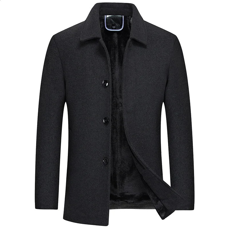 Mens Fleece Warm Winter Coats Men Wool Blends Cashmere Trench Coats High Quality Solid Male Business Casual Wool Outewear 251028