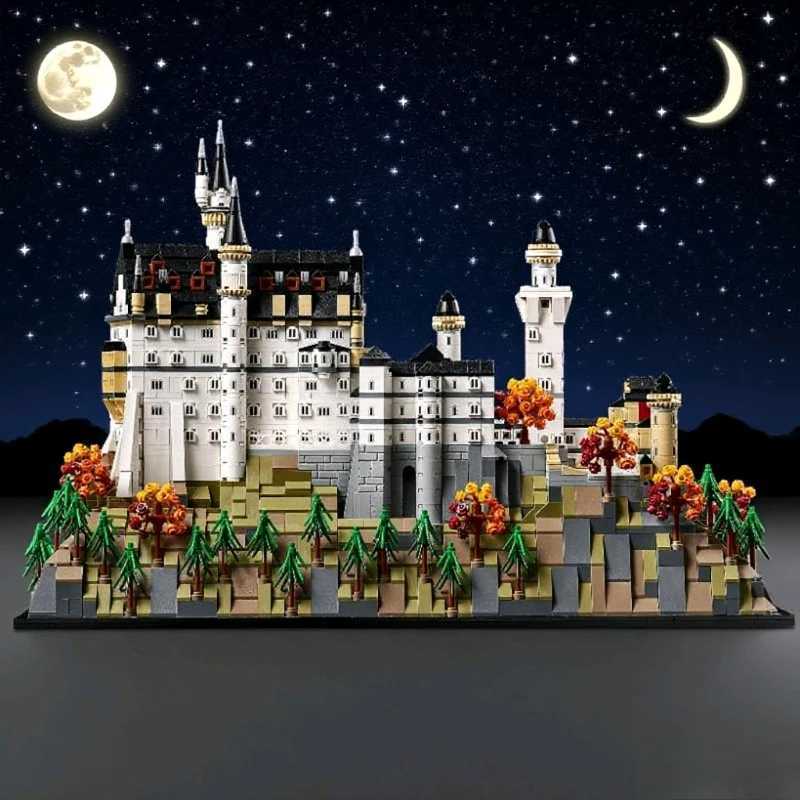 MINISO Neuschwanstein Castle Architectural Model Kit 21063 European Castle Forest landscape Building Blocks Toy Christmas Gift Z251018
