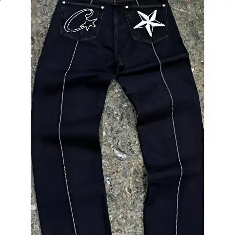 Jeans High Quality Women Men Hip Hop Casual Jackets Star Embroidered High Street Trend Clothing y2k Tops Pants Sets 251018