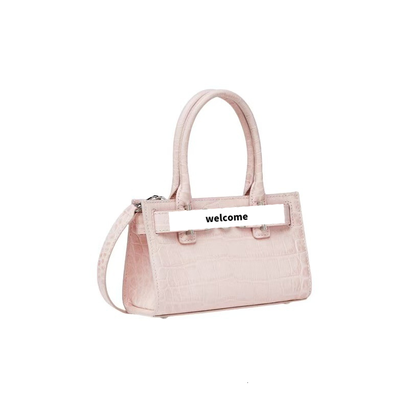 New autumn and winter crocodile pattern pink women's shoulder bag retro style mini designer bag trendy fashion luxury handbag