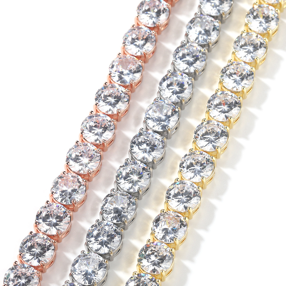 10mm Hip Hop Tennis Chain Bracelets Real Gold Plated 5A Round Zircons 18k Gold Plated Jewelry - view 5