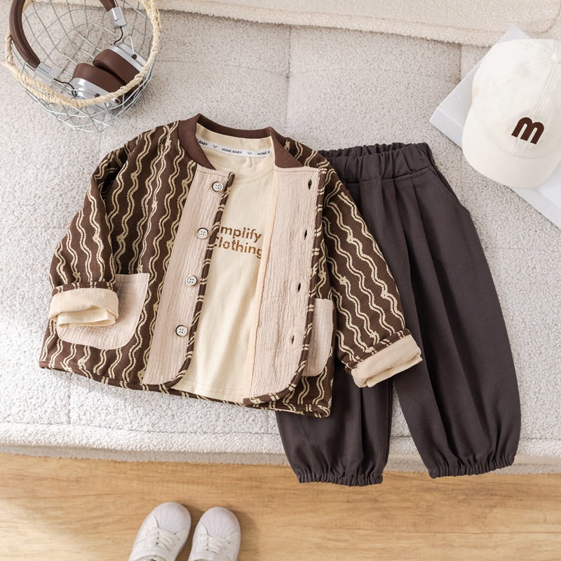 2025 New Hot selling Boys' Autumn Clothing, Children's Clothing, Spring and Autumn Three piece Set, Handsome 1-4 Year Old Baby Autumn