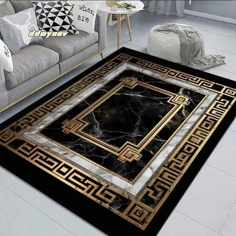 Living Room Carpet Black Area Rug: Soft, Non-Slip Floor Mat for Bedroom, Kitchen, Coffee Table - Washable and Durable ddmynov ddmynov