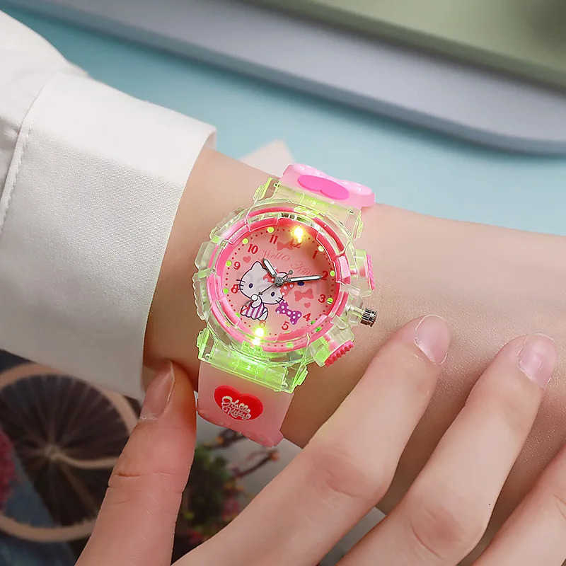 Sanrio Kawaii Sanrio 3D Pattern Watch Kuromi Luminous Watch Cinnamoroll Melody Childrens Wrist Watch Hello Kitty Boy Girls Watch Gifts L251020