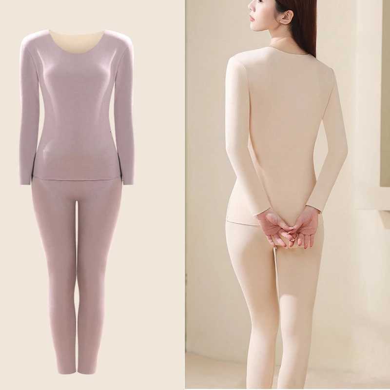 1Set Womens Thermal Underwear Set Seamless Thick Double Layer Warm Lingerie Winter Long Sleeve Bottoming Thermal Clothing SetsT251020